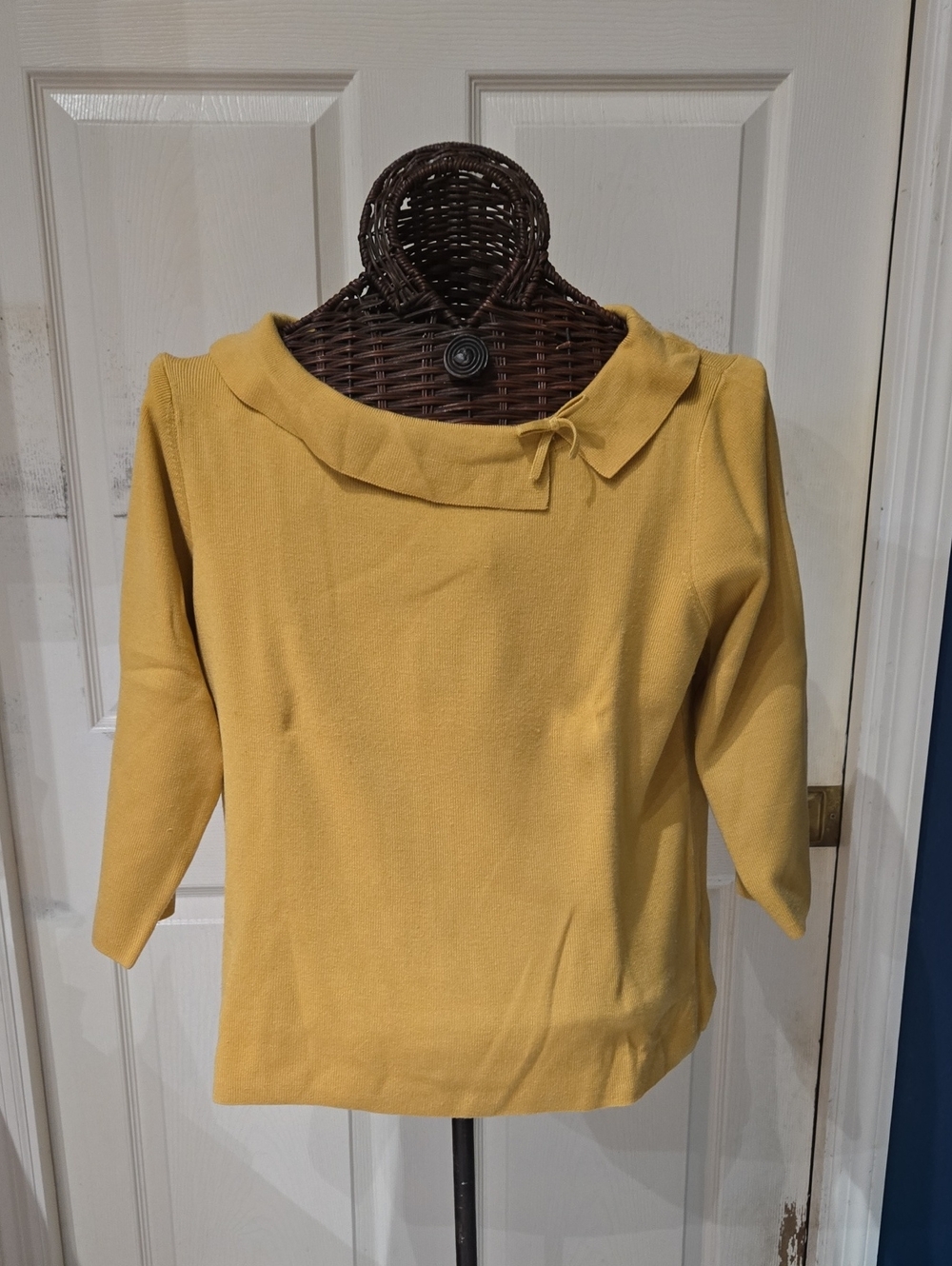 Requirements Mustard Yellow Peter Pan Collar Sweater-Size XL